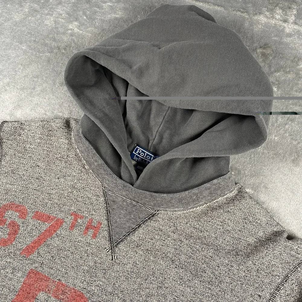 Vintage Polo Ralph Lauren Hoodie Mens Size M Grey 67th RL‎ Military Afterhood